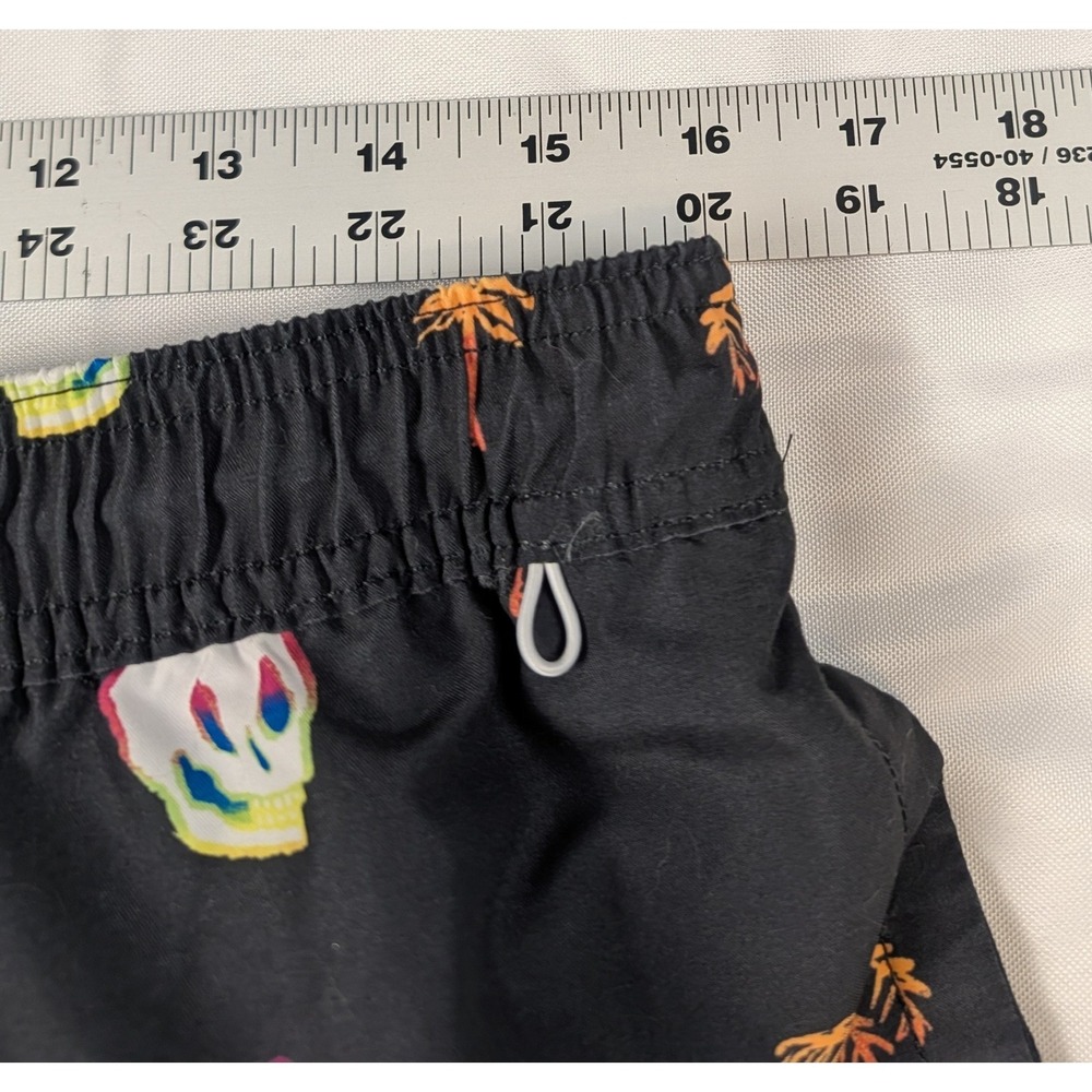 American Eagle Mens Swim Trunks Skull Palm Tree Graphic Print Board Shorts Black - Picture 6 of 12